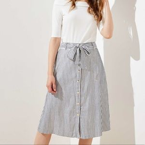 LOFT Button Down Midi Skirt